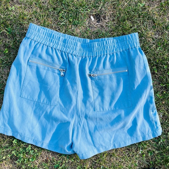 Rebecca Taylor Blue High Waist Pleated Shorts w/ Zipper Pockets Size 4 - Picture 3 of 6